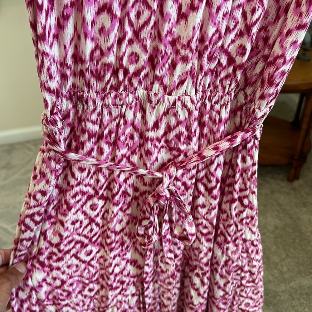 Who What Wear Pink Ikat Ruffle Sleeveless Dress. Size XS - Picture 7 of 8